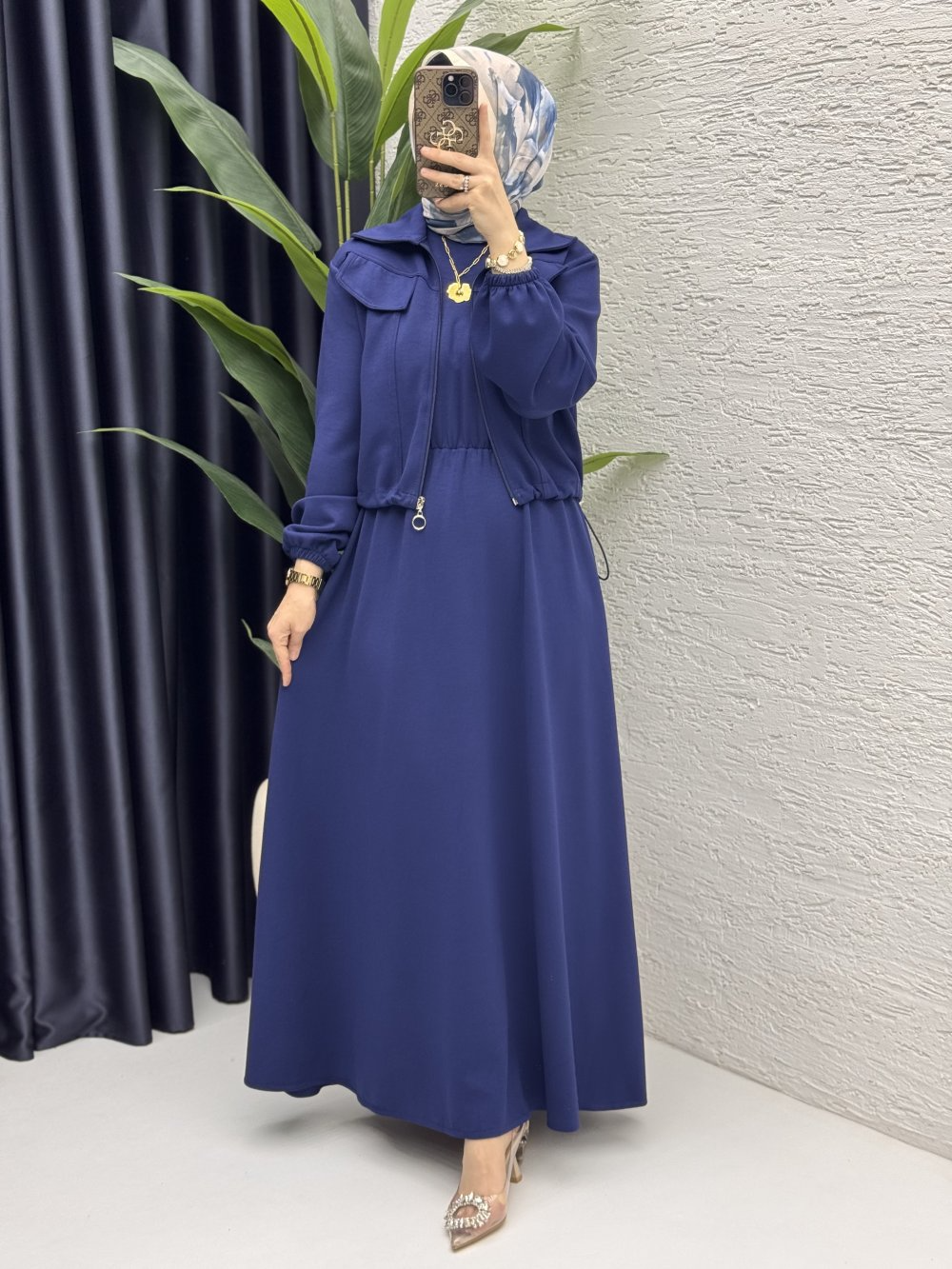 Ensemble robe bleu marine - tissu Oysho